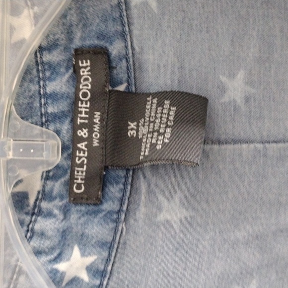 Chelsea and Theodore blue jean long sleeve shirt - Picture 3 of 6